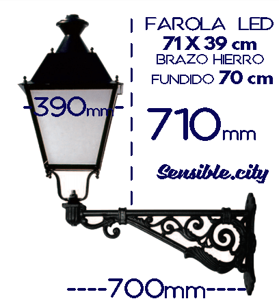 farola hierro con brazo fundido MEDIDAS